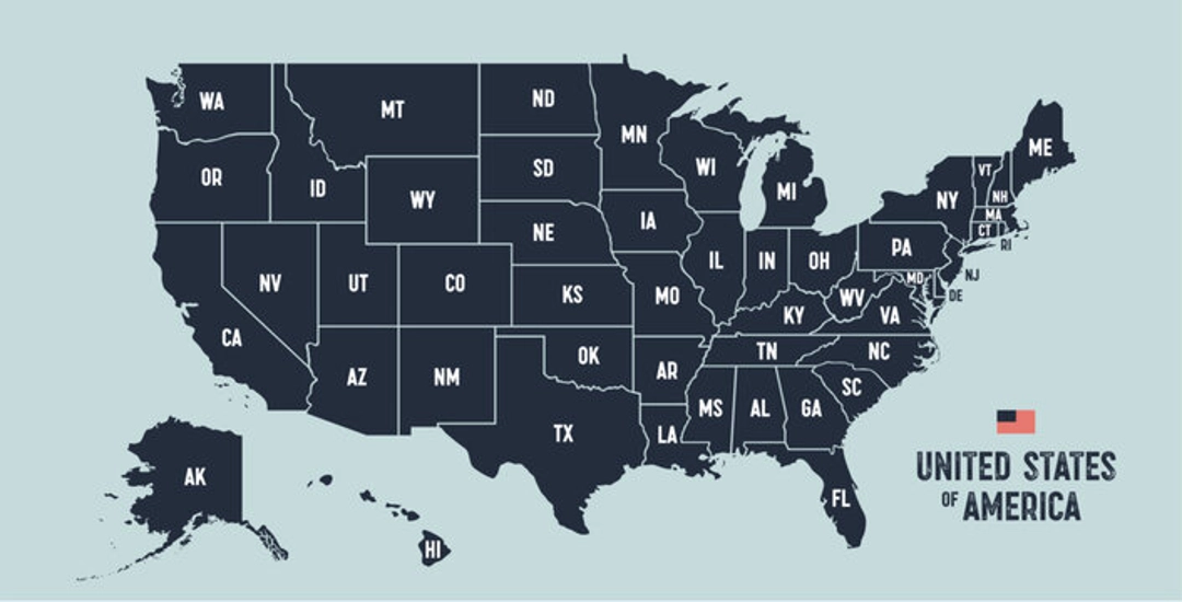 Illustration of a United States map with estimated cognitive achievement differences