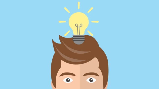A flat illustration of the top half of a man's face with a glowing yellow lightbulb above his hair.
