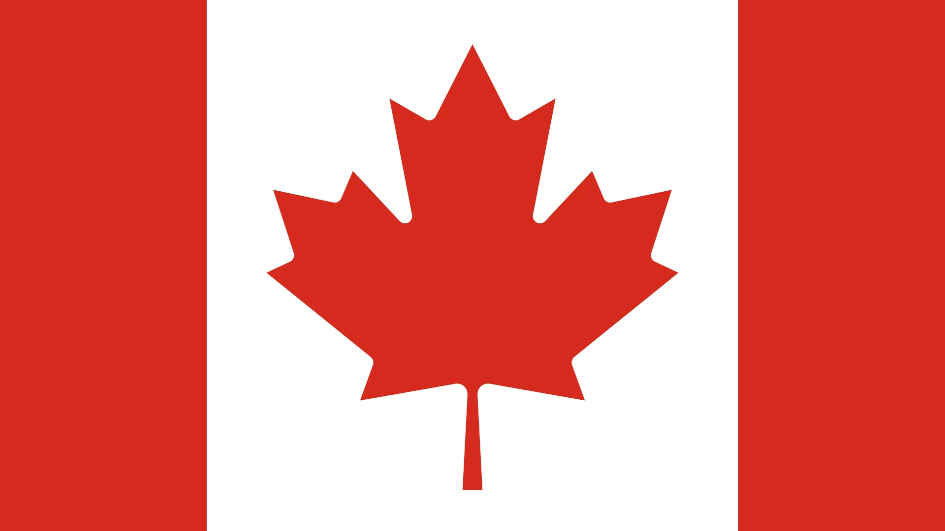 The flag of Canada, a red vertical band at each side of a white square that holds a red maple leaf.
