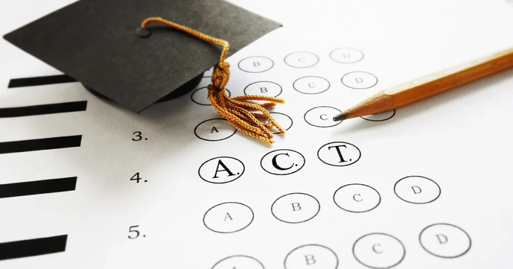 ACT score scale from 1 to 36 beside an IQ bell curve with an overlap symbol